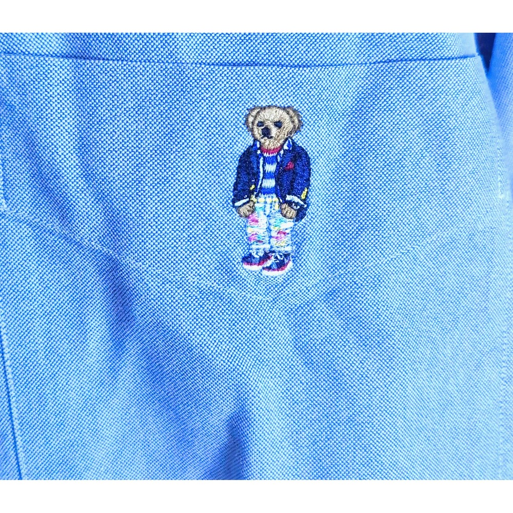 Polo Bear Ralph Lauren Mens Oxford Cotton Dress Shirt XLT Blue